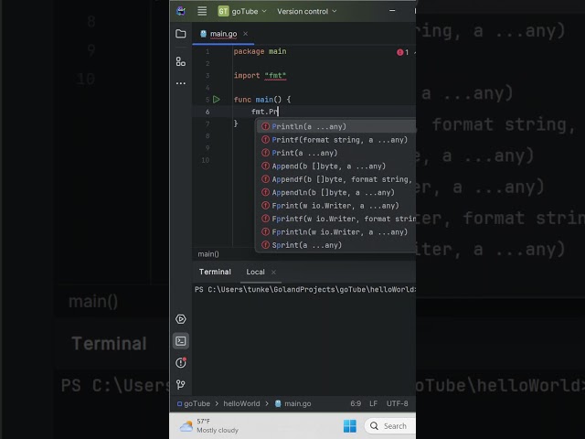 Hello World in Golang #coding #golang #golanguage #programming