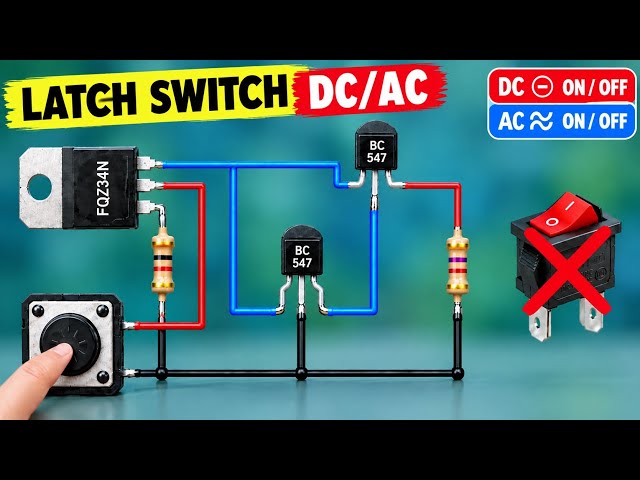 Single Push Button ON OFF Latch Switch Circuit