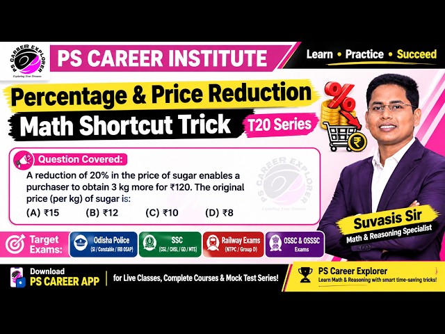 Percentage & Price Reduction Shortcut Trick! 🏷️ Solve Sugar Price Problems in 5 Sec!