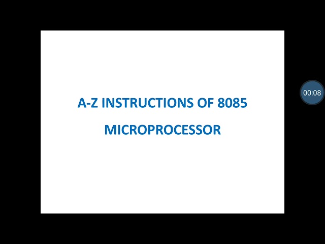 A-Z Instructions of 8085 Microprocessor