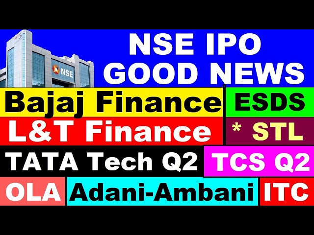 NSE IPO GOOD NEWS🔥⚫Bajaj Finance⚫Tata Tech Q2⚫TCS Q2⚫ESDS⚫Adani Ambani⚫OLA⚫ITC⚫L&T Finance⚫STL⚫SMKC