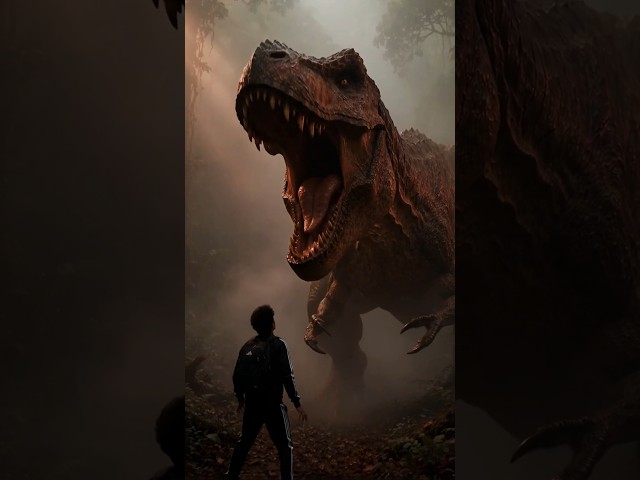 T REX BEHIND ME IN JURASSIC WORLD 🌎 #dinosaur #muse #trex #jurassicworld #jurassicpark #forest