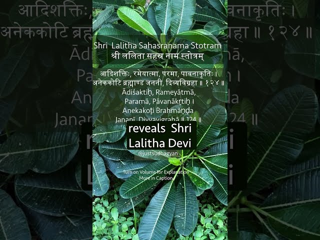 Shri Lalitha Sahasranamam Shloka 124 | Adi Shakti, Parama, Pavanakriti |  Just Sudha Gyan
