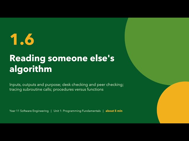 01.06: Reading Someone Else's Algorithm (Year 11)