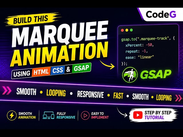How to Make Infinite Marquee Animation in HTML CSS & GSAP | CodeG