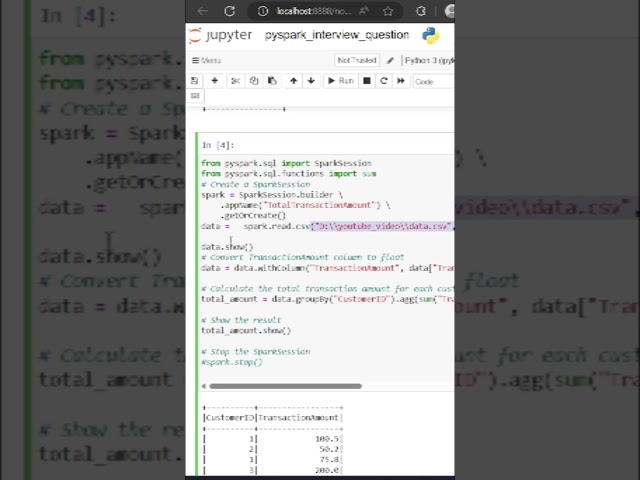 PySpark Interview Question: Calculate Total Transaction Amount for Each Customer #shorts #pyspark