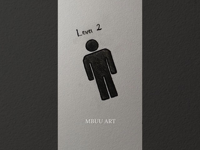 Drawing body stickman in Three Level✏️ #drawing #tutorial #stickman #art #howtodraw #shorts