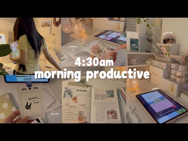 4:30AM  PRODUCTIVE  DAY🌷 study vlog, journaling, morning walking, romanticizing life˚ ༘