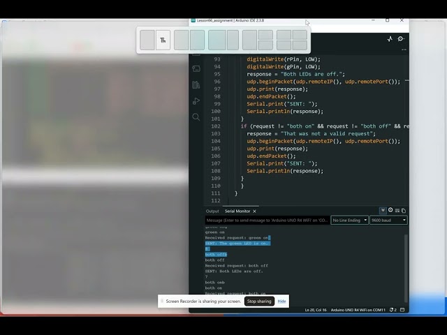 Lesson 66 assignment for Paul McWhorter's Arduino Uno R4 wifi lessons