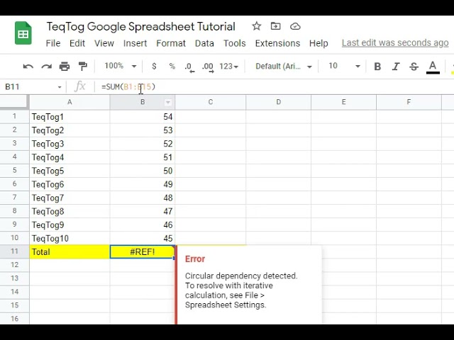 Fixing circular dependency error in google sheets when summing #Shorts