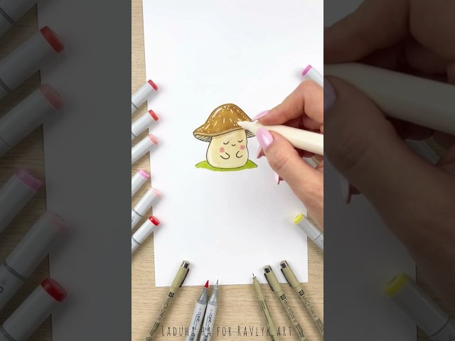 🍄🌿 Mushroom Drawing Guide 🎨 Follow Along and Create 🍃💖 #shorts #drawing #RavlykArt