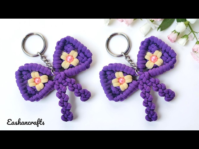 DIY Easy Ribbon Flower Pattern | Macrame Ribbon Keychain | Macrame Bow Tutorial