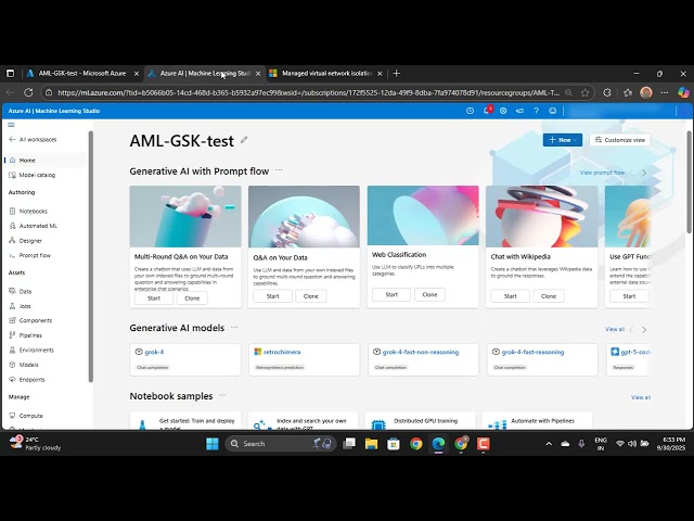 Azure Machine Learning Workspace with Azure Managed Vnet AOIO