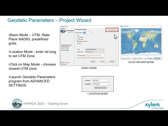 Geodetic Parameters in Project Wizard