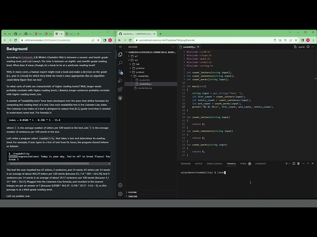 DIP750 - CS50x 2. nedēļas Patstāvīga darba "Readability" skaidrojums