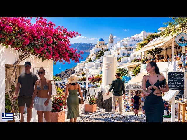 Santorini Greece 4K Walking Tour | Oia at morning time ☀️Fira at Evening🌅