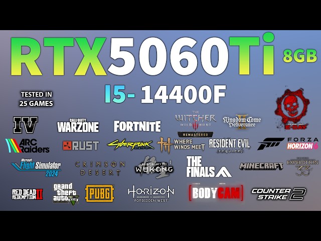 RTX 5060 Ti 8GB + i5-14400F | Test In 25 Games With DDR4 - RTX 5060 Ti 8GB Gaming Test