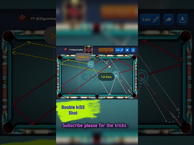 AMAZING Double Kiss 😘 Shot #8bp #8bptrickshots #8ballpool #8ballpoolvideos #8ballpooltipsandtricks