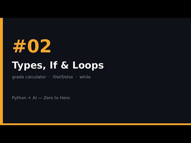 Python + AI Zero to Hero #02 — Types, If/Else & Loops