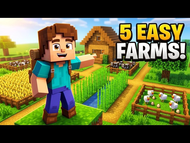 5 EASY Starter Farms Every Beginner Should Build! 🌾| Minecraft