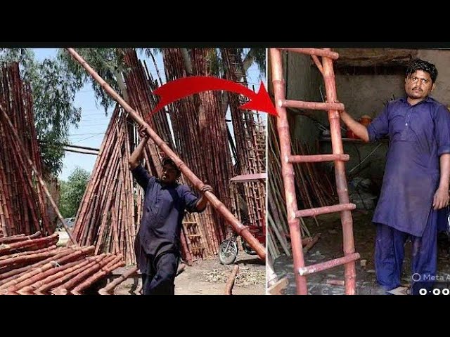 AMAZING TECHNOLOGY OF MAKING BAMBOO LADDER WITH LIMITED RESOURCES 