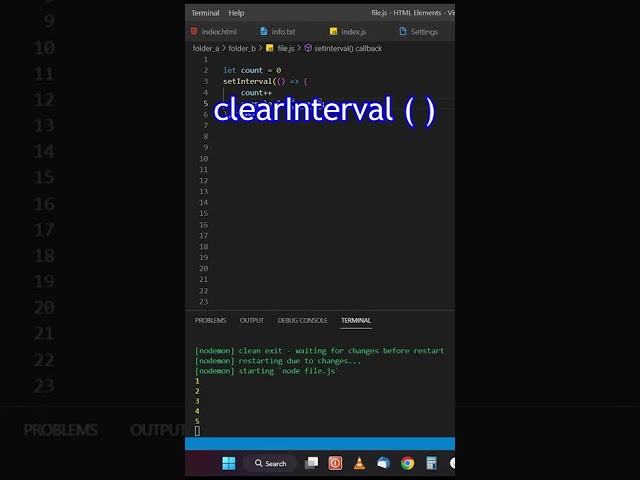 setInterval ( ) & clearInterval ( ) in #javascript #shorts
