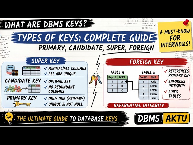 Types of Keys in DBMS | Primary Key, Candidate Key, Super Key, Foreign Key
