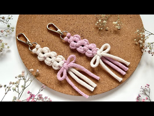 THE EASIEST Macrame Flower Keychain Tutorial for Beginners - DIY Popular Keychain - 5 Minute Crafts
