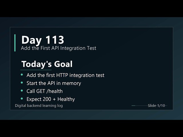Day 113 - Add the First ASP.NET Core API Integration Test