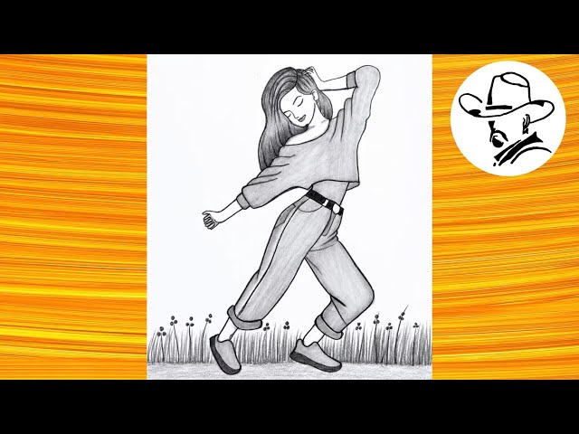 Elegant Dancing Girl Pencil Sketch | Step-by-Step Drawing Tutorial 