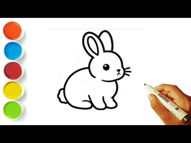 How to Draw a Cute Bunny 🐇 Easy Step by Step Tutorial | Rabbit Drawing painting Coloring & Toddlers