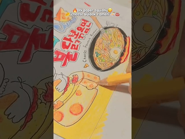 Ramen paper squishy 🍜🧀🔥|#squishy #diy #buldak #shorts #trending #viral #papersquishy