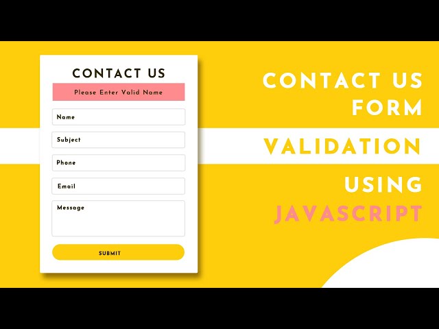 Contact Us Form Validation Using Javascript | Form Validation In Javascript