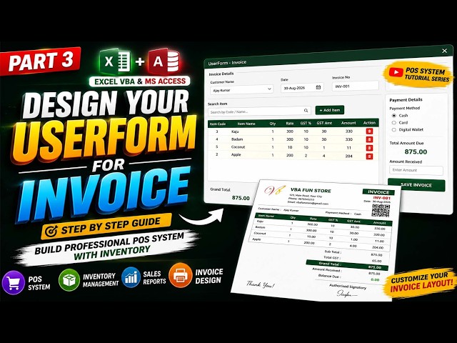 Excel VBA + MS Access: Build Your Own POS Software | POS Item Entry & Web-Like UI | Part-3