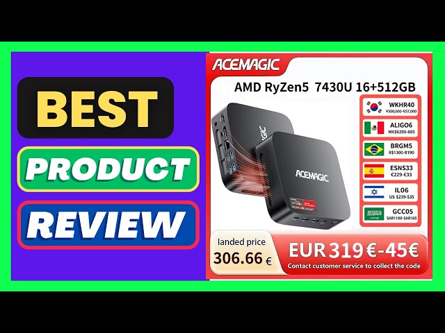 ACEMAGIC AMD Ryzen 5 7430U Mini PC 16GB LPDDR4X RAM 512GB
