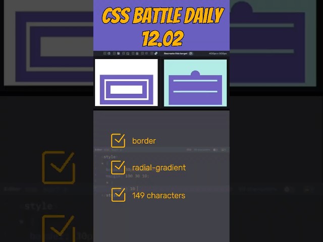 Mastering Borders & Nested Selectors | Daily css battle solution 12.02 #cssbattle #coding #shorts
