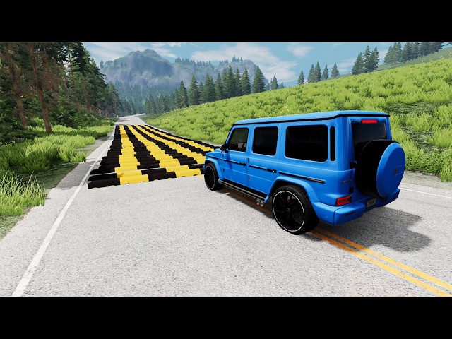 Cars vs 100 Speed Bumps Challenge - BeamNG.Drive