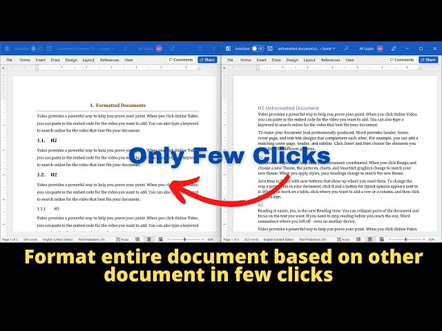 Trick to apply styles and formatting of one document to other Ms Word document in one go