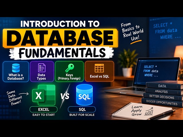 Database Fundamentals for Beginners | Data Types, Keys, ER Diagram & Excel vs SQL