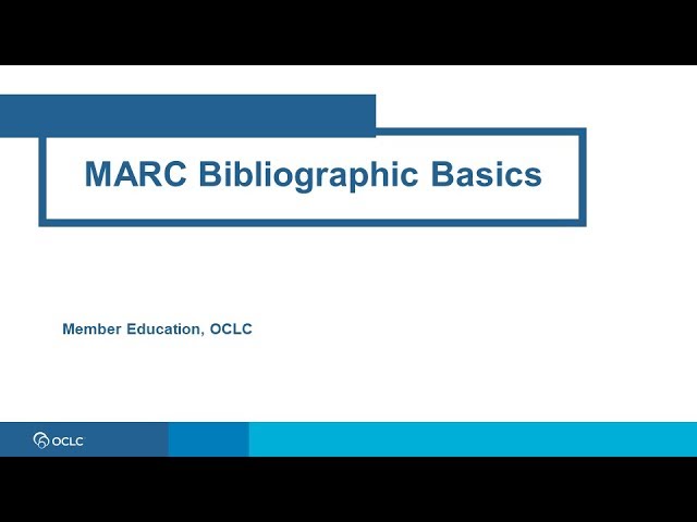 MARC Bibliographic basics