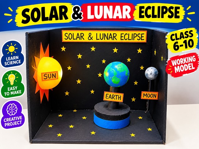 3D Solar and Lunar Eclipse Working Model: Step-by-Step Guide | Easy Science Project : Eclipse Model