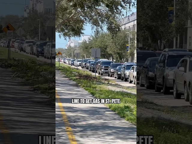 Massive, winding lines in St. Pete just to get gas in St. Petersburg, Florida ⛽️#HurricaneMilton