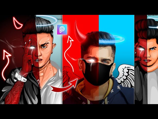 30 Second Devil Vs Angel Neon Visual Editing In Picsart App By Deepak Creations #Shorts #picsart