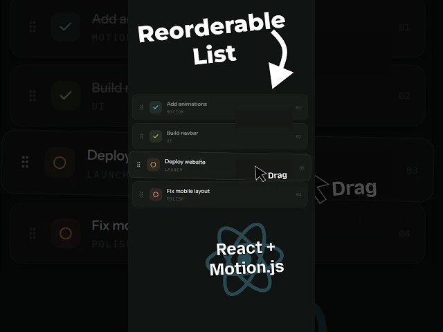 Reorderable Lists in React! #coding #css #webdevelopment #javascript #frontend #reactjs