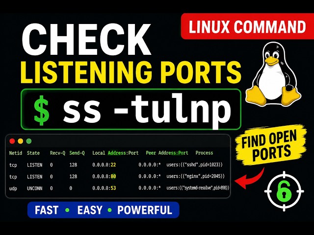 Red Hat Linux - How to Check Listening Ports in Linux Using ss -tulnp | Linux Admin Tutorial
