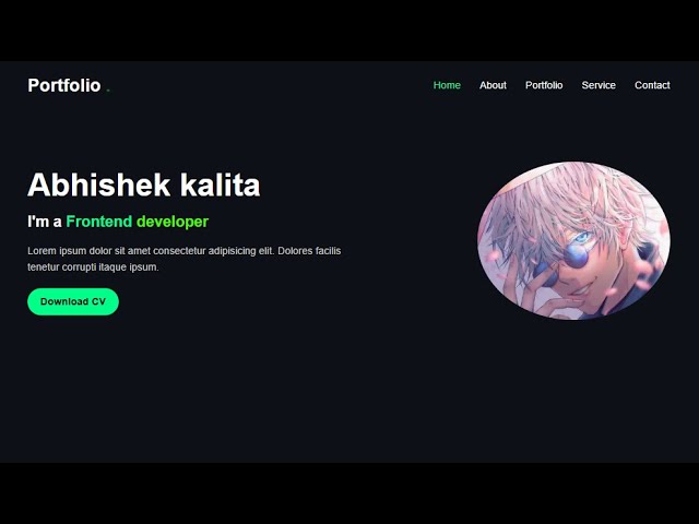 Portfolio Hero Section with HTML & CSS | Dark Theme Web Design