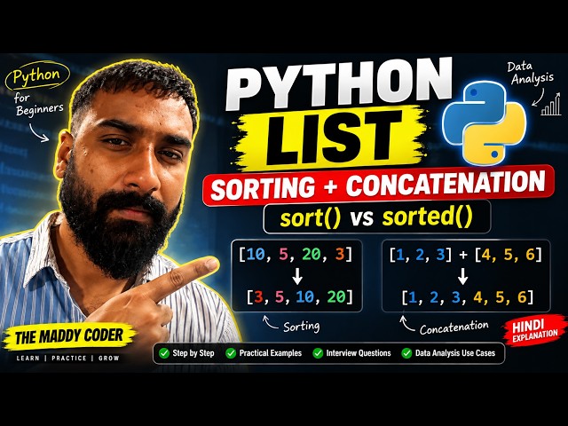 Python List Sorting & Concatenation 🔥 | sort() & List + List Explained | Python for Data Analysis