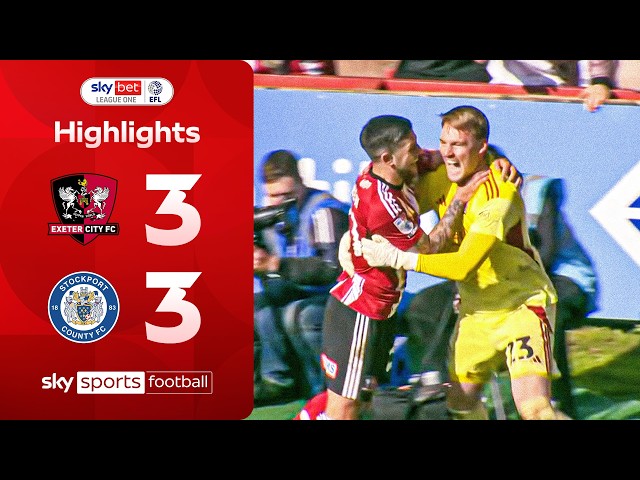 Goalkeeper Jack Bycroft SCORES 96th-minute equaliser!! 🤯 | Exeter 3-3 Stockport | EFL Highlights