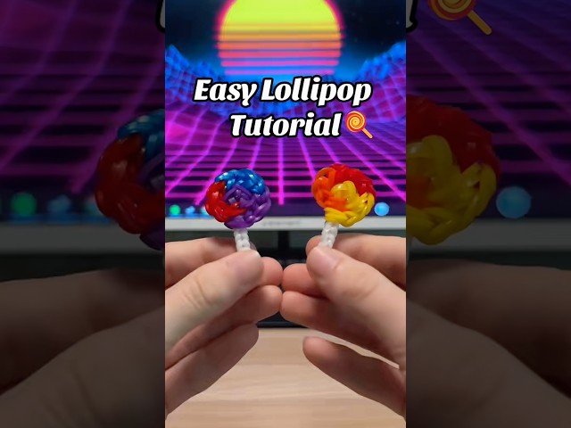Easy Lollipop Tutorial | Design Credit: MBM Crafts on YT #rainbowloom #tutorial #fyp