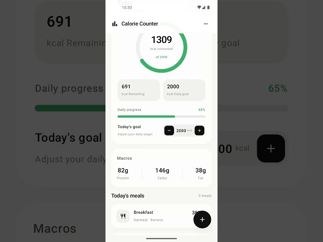 Calorie Counter App Ui implemented In Jetpack Compose